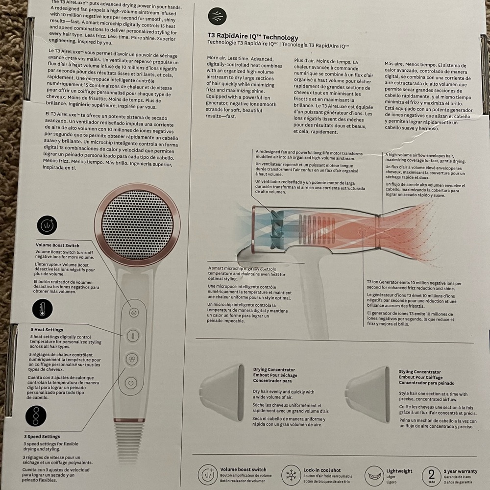 T3 Airluxe hairdryer brand new - Picture 3 of 3
